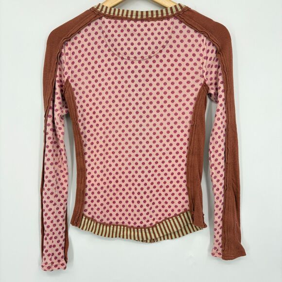 NWT Free People Instant Classic Long Sleeve Patchwork Tee, Sz XS, Button Up Boho - Picture 5 of 12